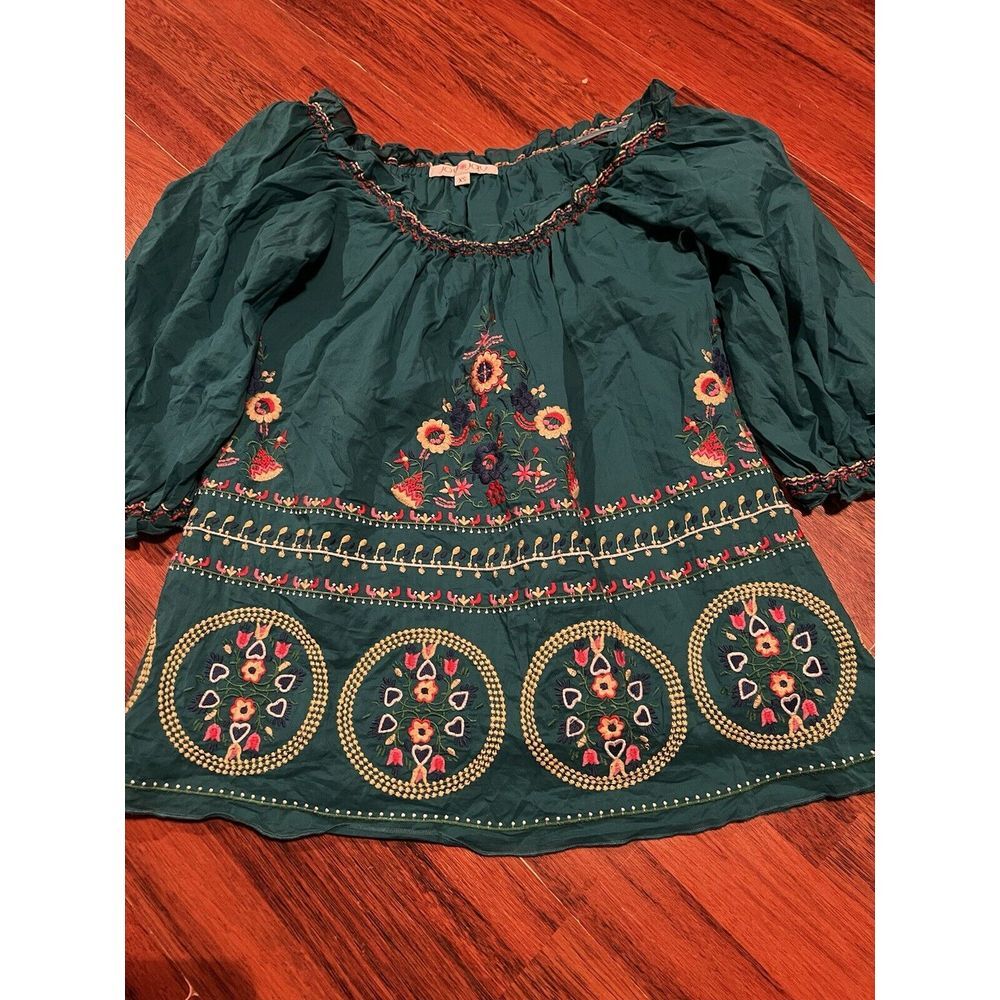 Joy Joy Size‎ XS Boho Top Off Shoulder Embroidered